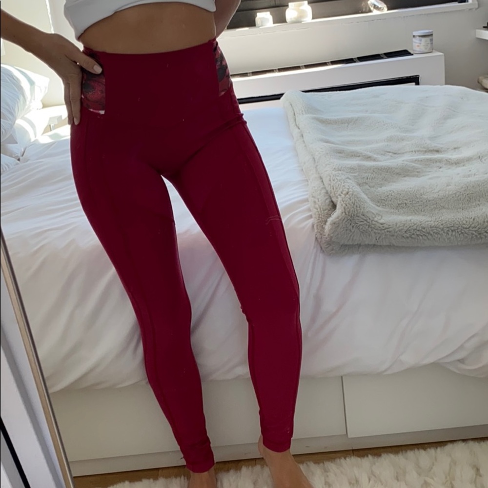 Lululemon hot pink/red leggings full length